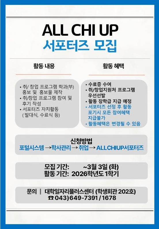 [취창업처] All CHI UP 서포터즈 모집
